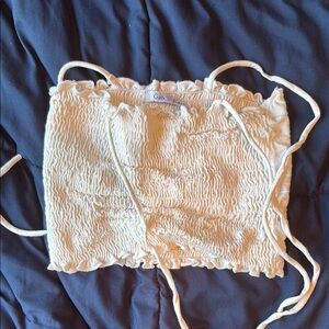 Cream Smocked Tube Top